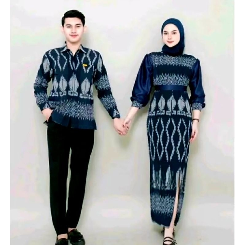 DRESS PADMA BIRU-BAJU COUPLE KELUARGA-BAJU KONDANGAN-GAMIS COUPLE SUAMI ISTRI