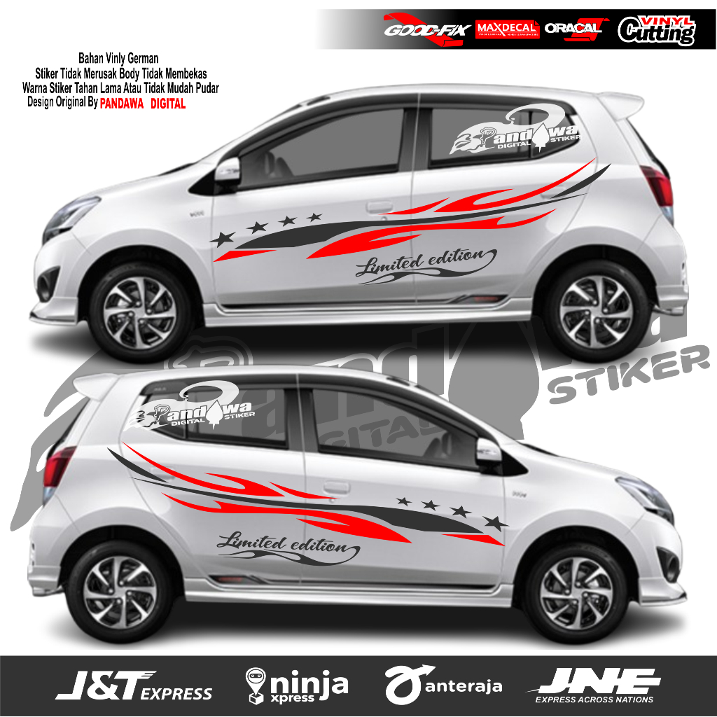Stiker Striping Mobil R Sporty Stiker Cutting Body Samping Stiker Mobil Ayla Agya Avanza Xenia Sigra