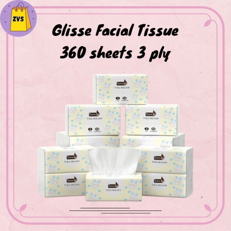 Tisu Waajah Glisse Facial Tissue 360 sheets 3 ply / Glisse Facial Tissue 360 Sheets 3 Ply / Tissue M