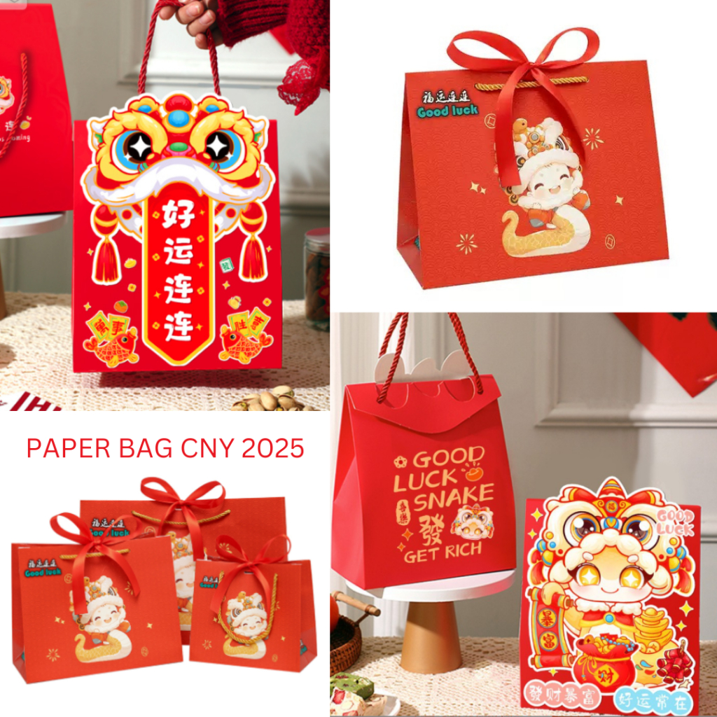 

Paper bag imlek snake barongsai CNY box bingkisan hamper sincia