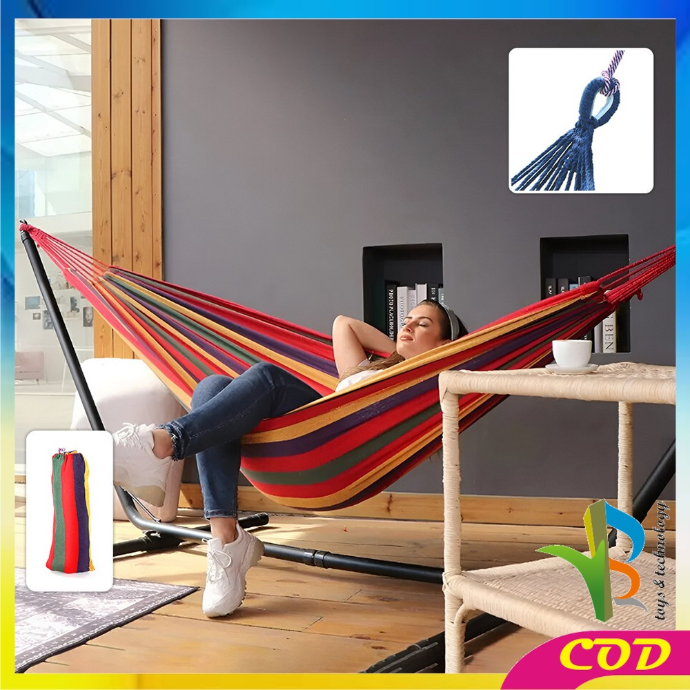 RB-C1228 Hammock Rainbow Ayunan Tempat Tidur Gantung Camping Hiking Outdoor / Ayunan Pohon Kain Moti