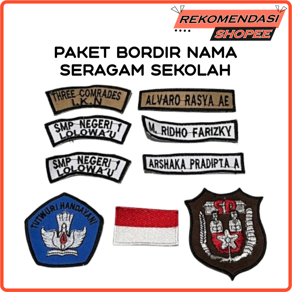 [PAKET SD] Bordir Nama Satuan Seragam Sekolah Bordir Identitas Sekolah Logo
