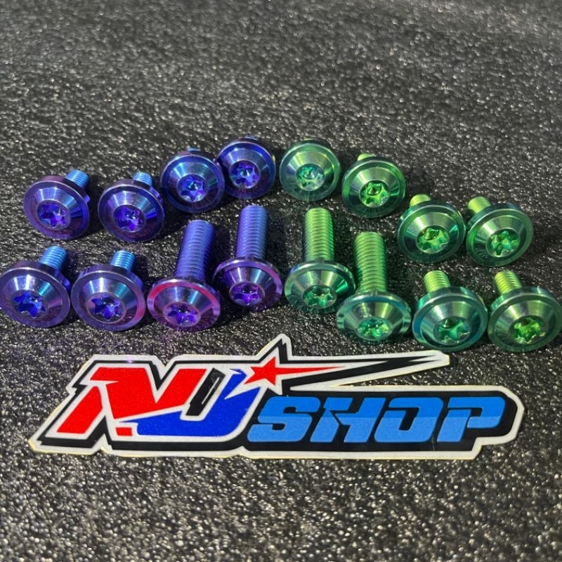 Set baut titanium kupingan lampu rx king isi 8 titanium bighead