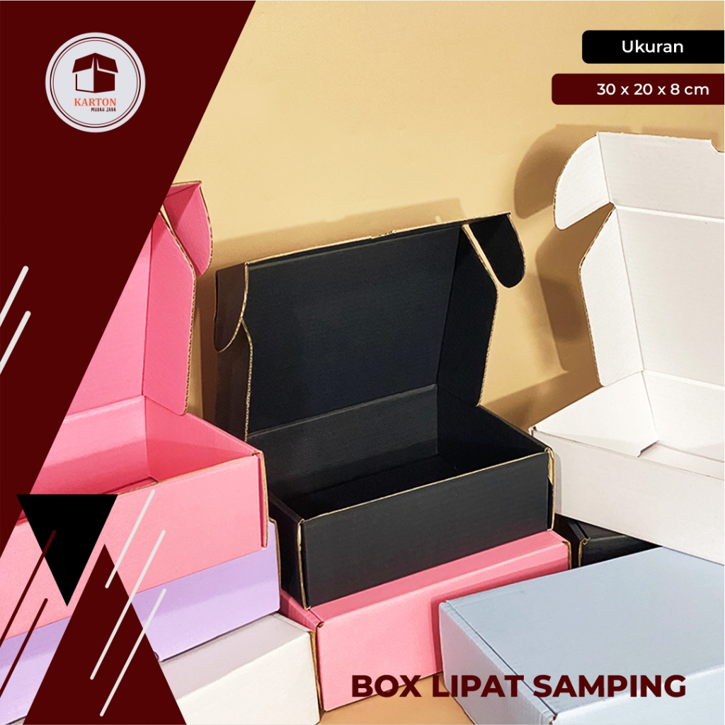 

BOX LIPAT SAMPING UK. 30 x 20 x 8cm - karton/box kue/box baju/box hijab/box hampers/box kado/gift