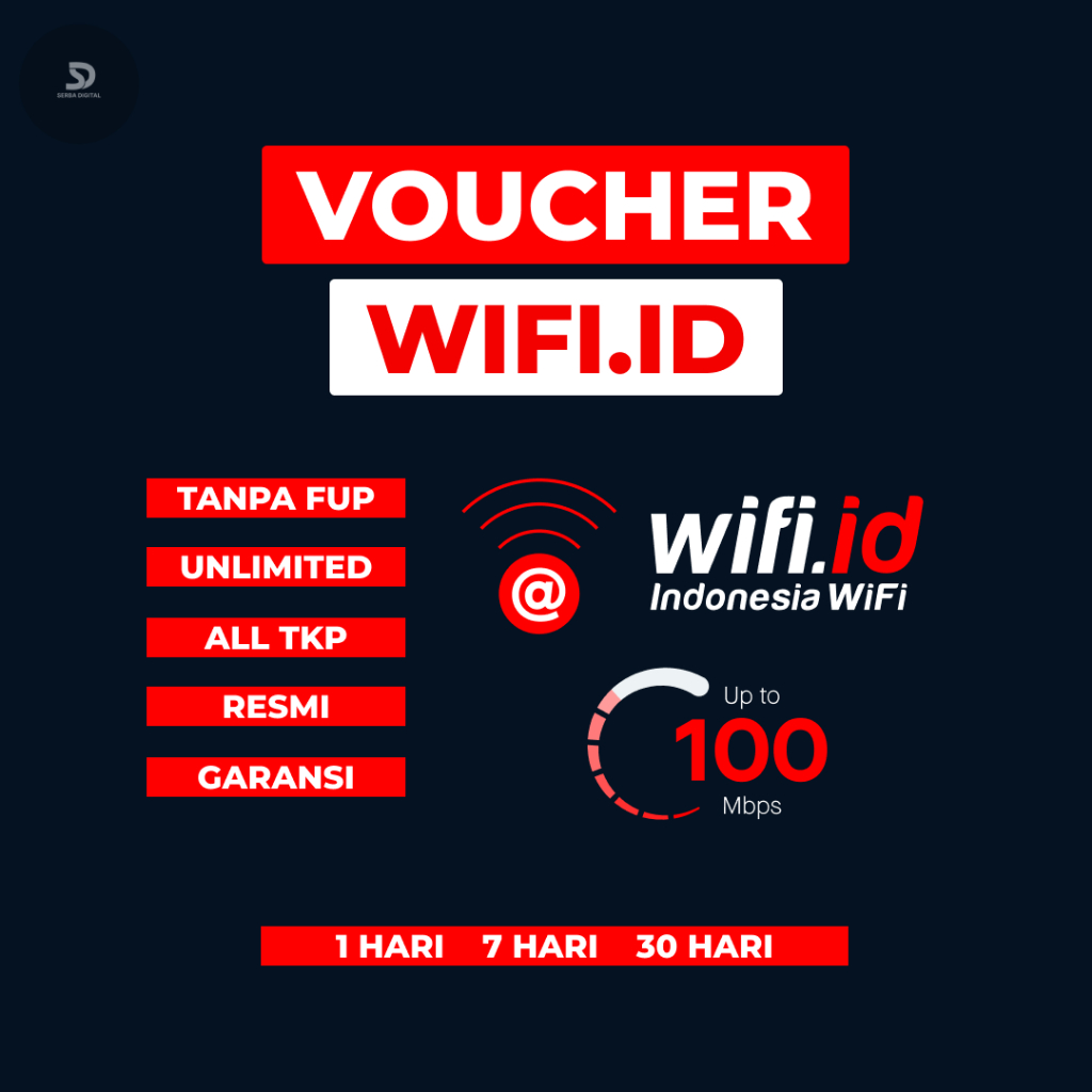 VOUCHER WIFI ID UNLIMITED 1 HARI 7 HARI 30 HARI UNLIMITED NO FUP