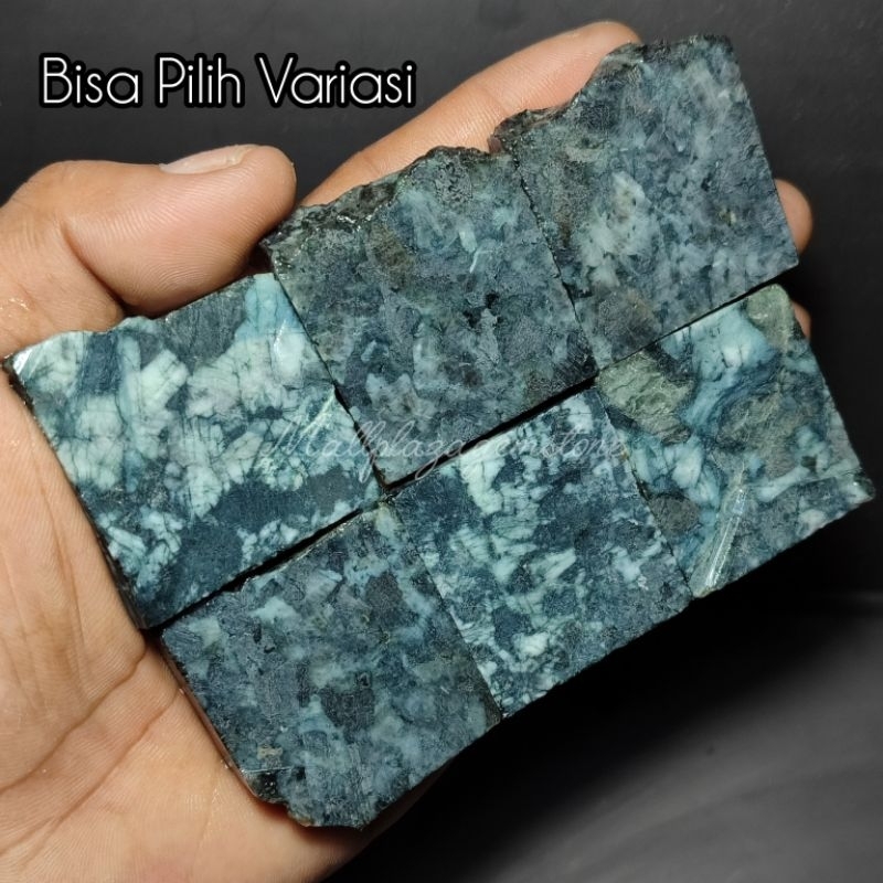 bahan batu badar perak hijau klep 3D asli natural / batu badar perak hijau / badar perak hijau