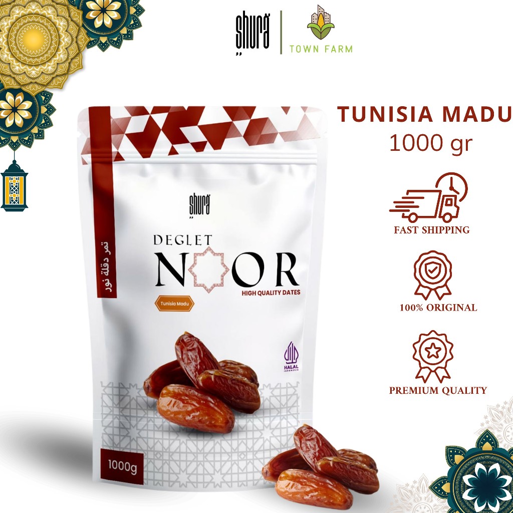 

Shura Kurma Tunisia 1 kg Deglet Noor Kemasan Pouch Honey Dates Tunisia Premium Original High Quality