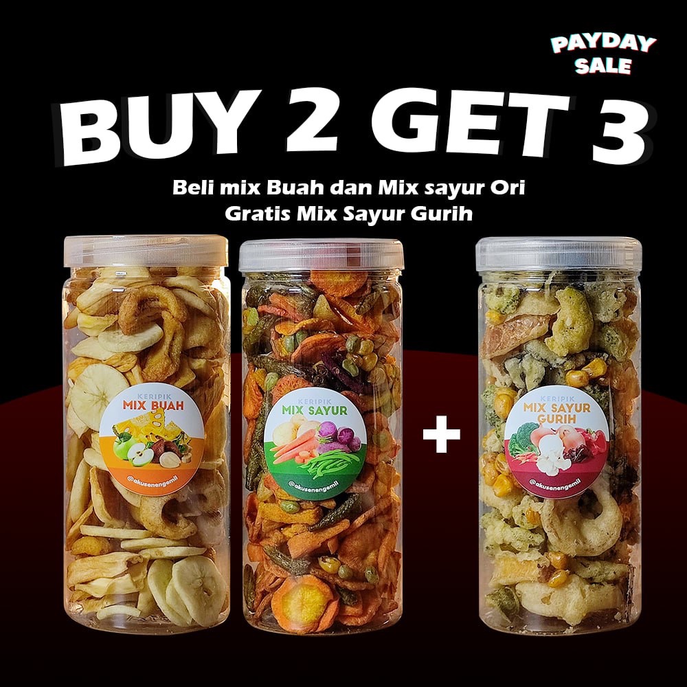 

BUY 2 GET 3 1300ml MIX SAYUR ORI, BUAH DAPAT MIX SAYUR GURIH