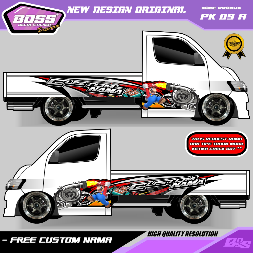 PK09-STIKER GRANDMAX BAK SAMPING CUSTOM DECAL L300-STIKER DECAL BAK SAMPING PICK UP TRAGA TRITON