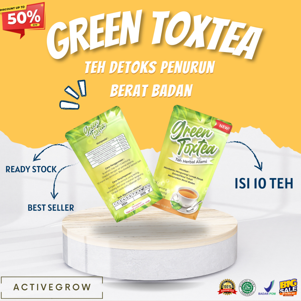 

GREEN TEATOX - Teh Detoks Herbal Alami Penurun Berat Badan Daytox BPOM (isi 10) Lancarkan Pencernaan