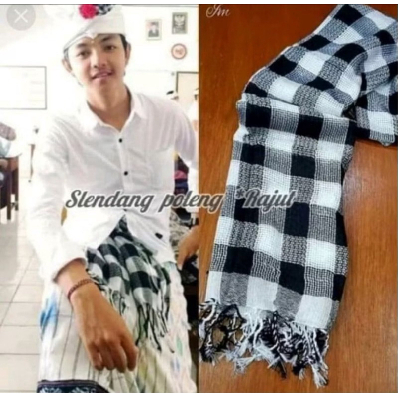 Selendang Bali rajut poleng/selendang rajut