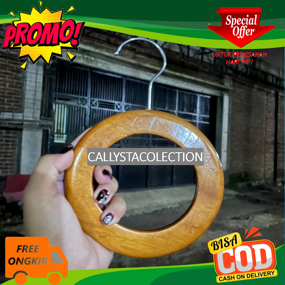 HANGER KAYU BULAT - HANGER HIJAB - HANGER KAYU - HANGER BULAT - HANGER HIJAB