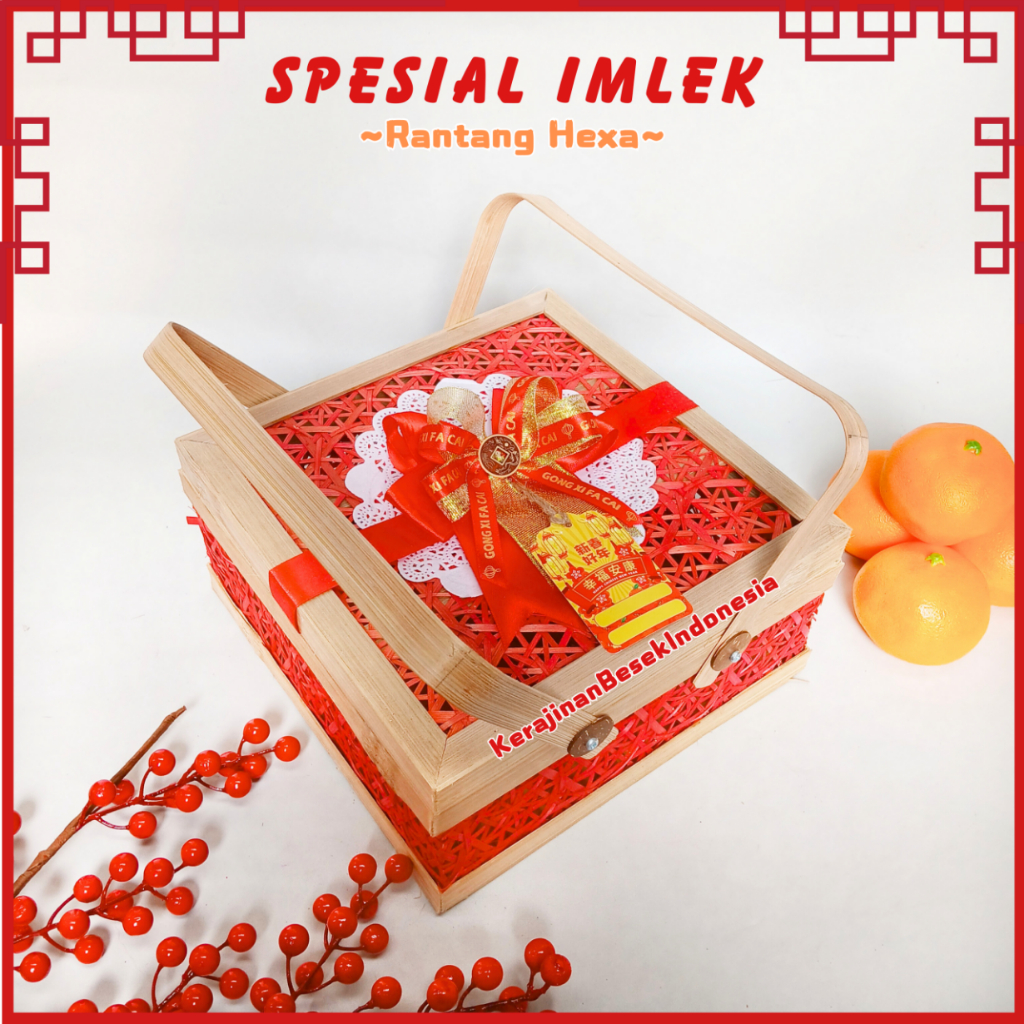 

GROSIR BOX HAMPERS IMLEK 2025 PREMIUM BONUS PITA DAN TAG JUMBO Rantang kotak hexa 30cm kue keranjang jeruk gong xi sangjit tidak pasaran