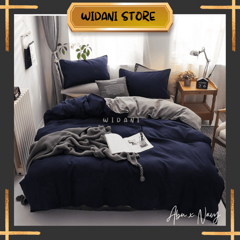 BEDCOVER SET SPREI POLOS NAVY MIX ABU  // BEDCOVER SET SPREI POLOS AESTHETIC