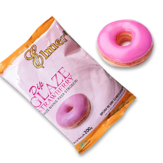 

ELMER DIP GLAZE STRAWBERRY 200GR X 1, TOPPING DONAT, CAKE DLL