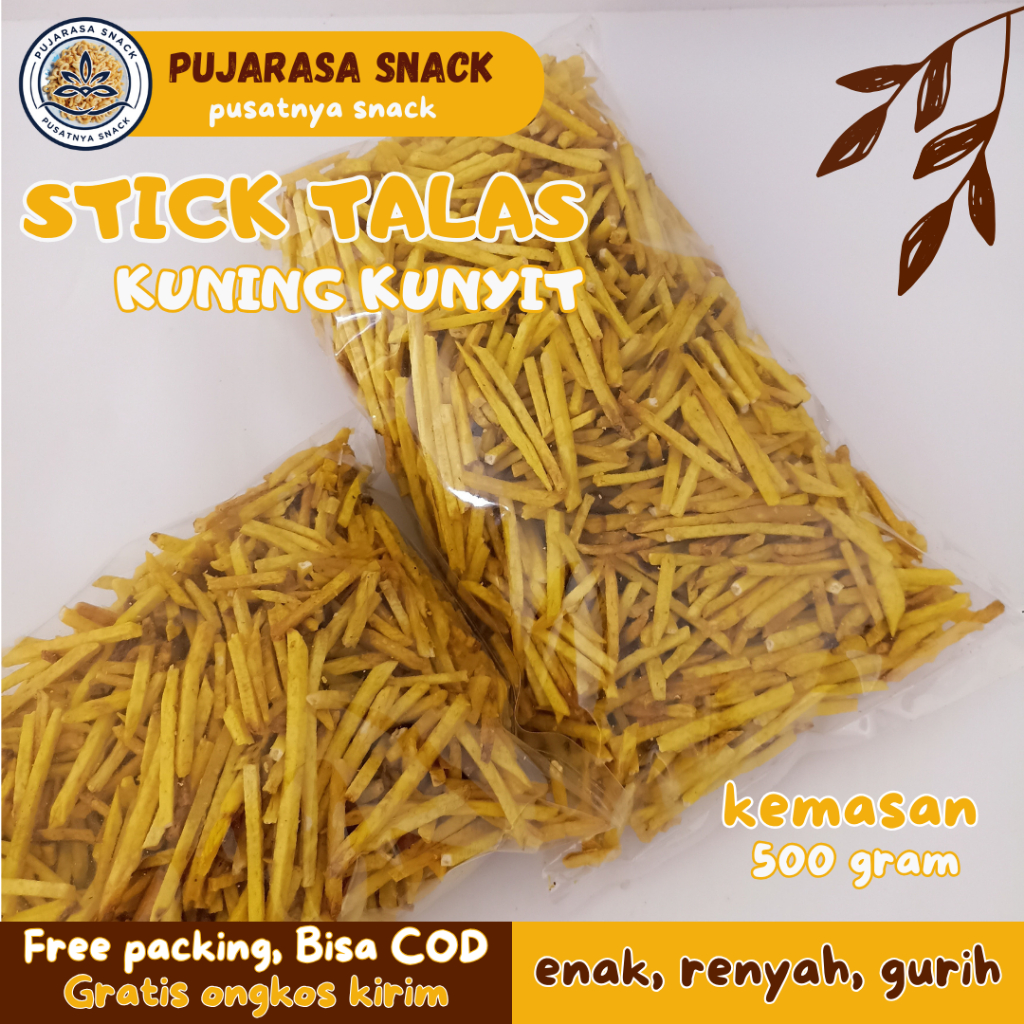 

KERIPIK STICK STIK TALAS GURIH KUNING KUNYIT TELA-TELA 500 GRAM