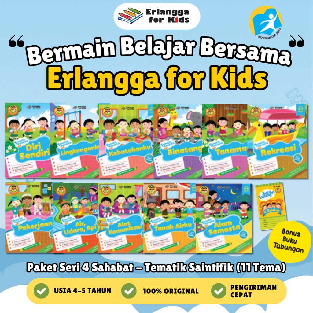 [Erlangga] Buku Paket Aktivitas: Seri 4 Sahabat 4-5 Tahun - Erlangga For Kids