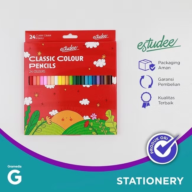 

(Original) Gramedia Pekanbaru - Estudee Classic Color Pencil 24 Warna