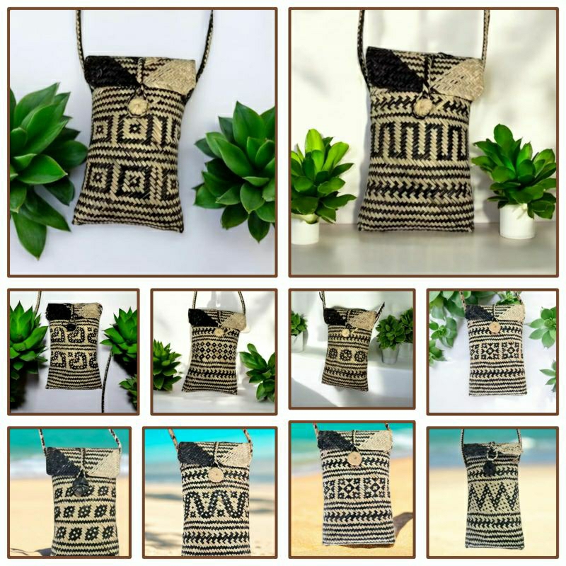 Tas Rotan Slempang Etnik Dayak – Tas HP Anyaman Kalimantan Handmade Unik Tradisional