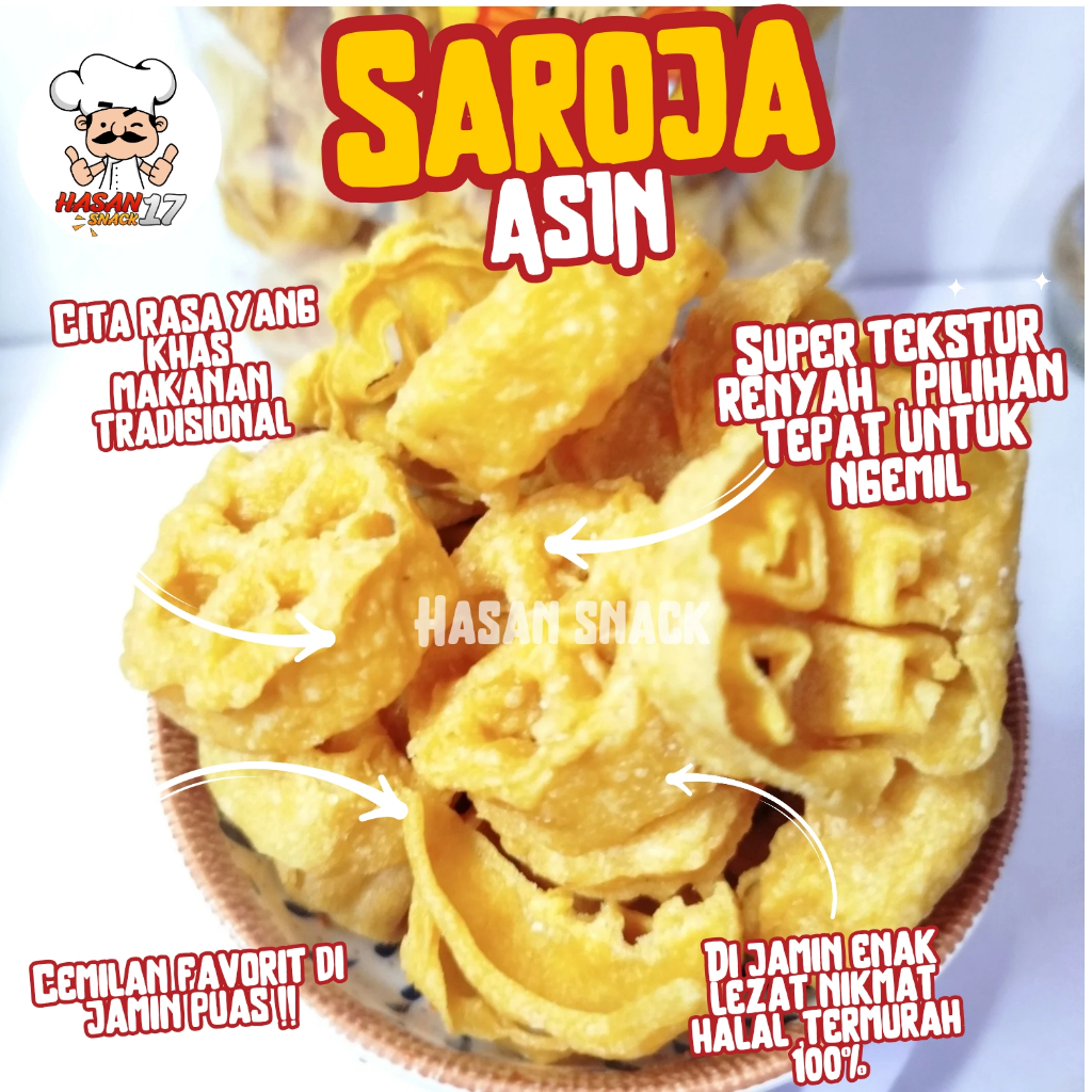 

SAROJA ASIN&MANIS/ GRATIS ONGKIR BISA COD/ SUPER RENYAH KRIUK ENAK LEZAT / CEMILAN SNACK / MAKANAN RINGAN / HASAN SNACK 17