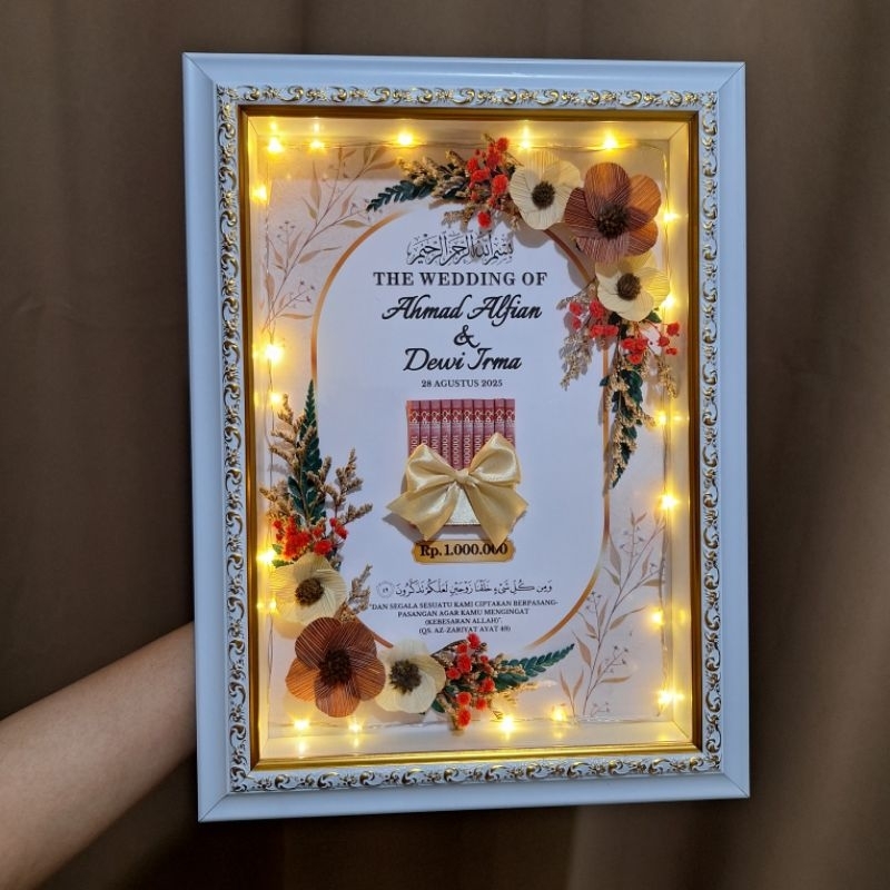Bingkai Mahar 3D Custom Rustic / Mahar 3D/ Frame 3D List Gold / Frame Mahar Rustic / Hantaran