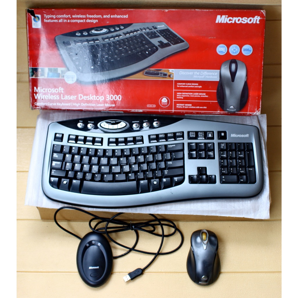 KEYBOARD MOUSE MICROSOFT wireless keyboard 3000 model 1066 ADA DUS NORMAL ORIGINAL LANGKA