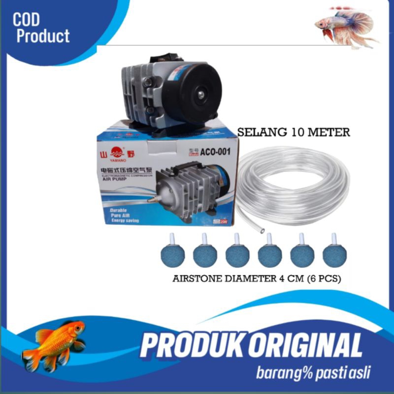 Pompa Udara Kolam Blower Yamano ACO 001 Paket Mesin 6 Lubang Kompresor Aquarium Hidroponik Akuarium
