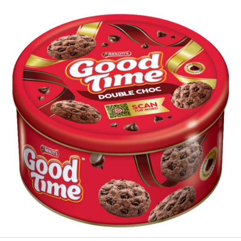 

Good time cookies double choco kemasan kaleng kecil 149 gram