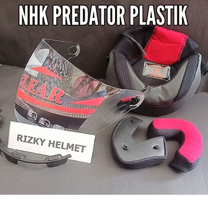 Busa Helm NHK Predator Plastik, PREDATOR Kancing Plastik + Kaca Helm NHK PREDATOR