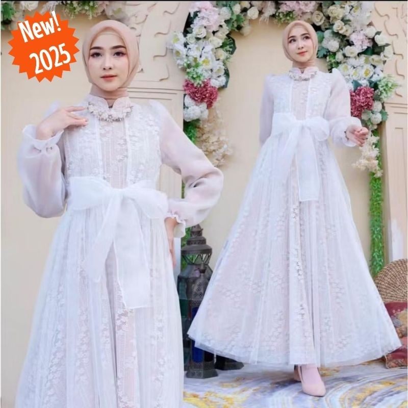 Lalisha Dress - Baju Dress Gamis Busui Brukat Brokat Untuk Acara Kantor Pesta Kondangan Arisan Nikah