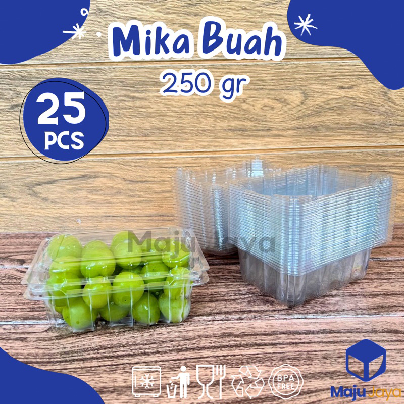 Maju Jaya - Mika Buah Strawberry / Mika Fruit Box 250 ml / Tempat Jualan Buah / Box Mika Buah Sayura