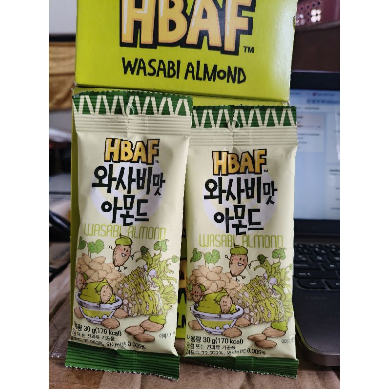 HBAF ALmoNd wasabi, hbaf almond korea30gr termurah