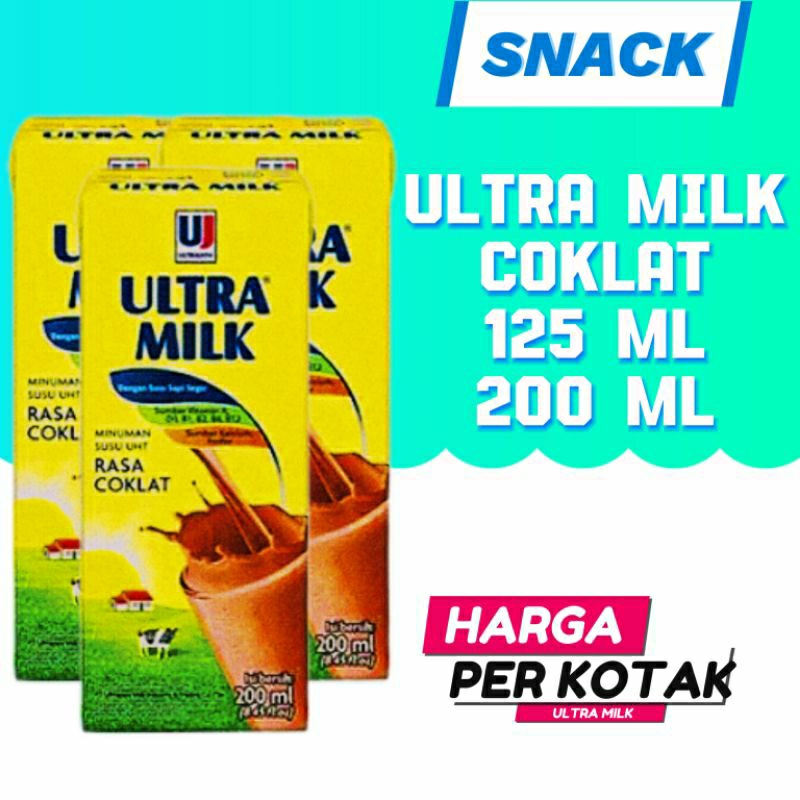 

Ultra Milk 125 Ml-200 Ml, Coklat, Full Cream, Strawberry, Taro