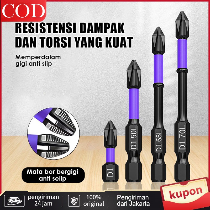 PHK Set 6 buah/set obeng benturan 25-150mm set mata obeng silang kekerasan tinggi/set mata obeng set