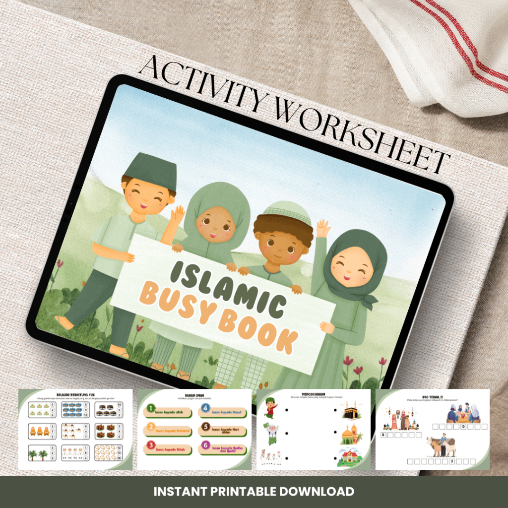 Printable Worksheet Buku Aktivitas Anak Muslim, Worksheet Hijaiyah Vol 1 (Untuk Anak 3 Tahun ke atas