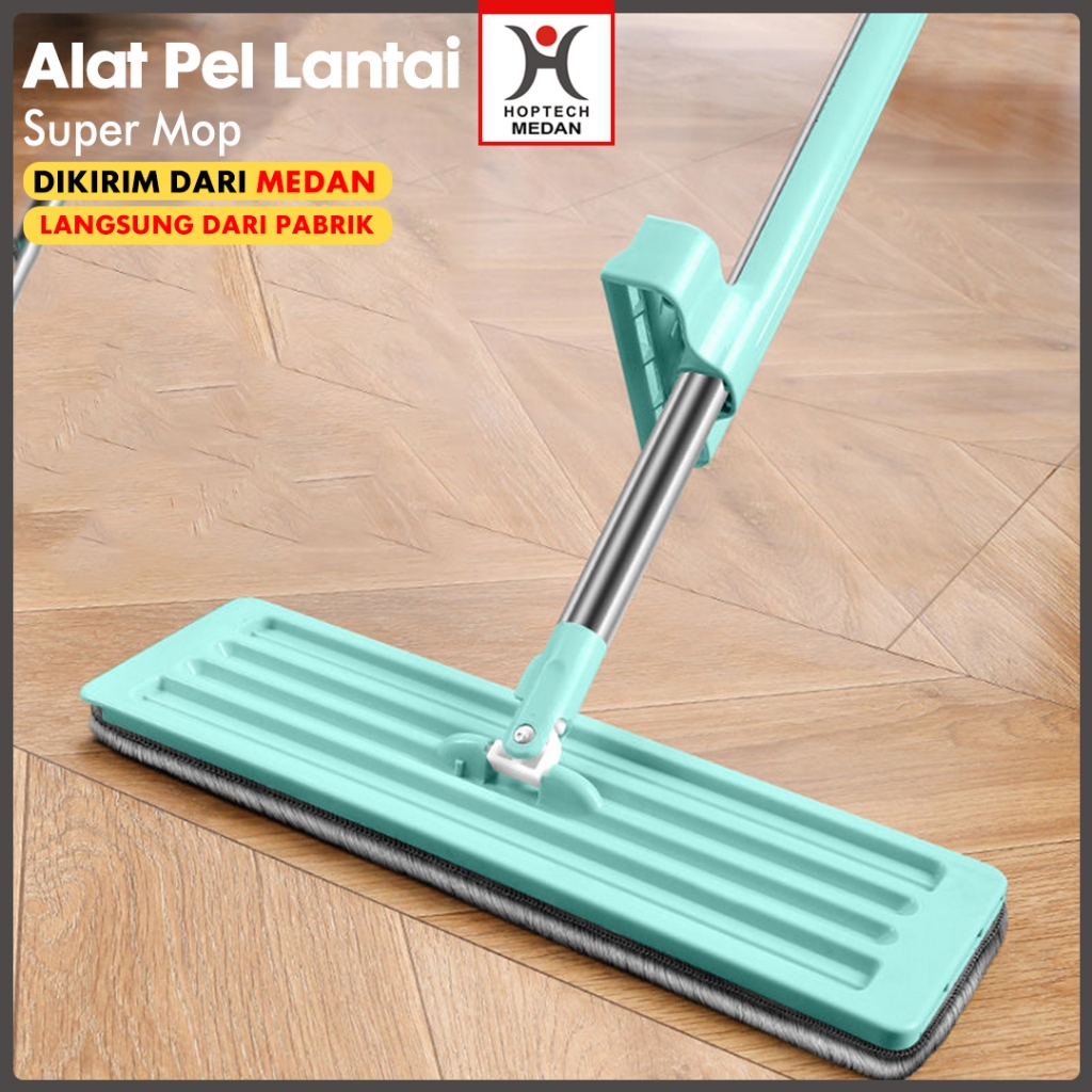 Alat Pel Lantai Mop Tarik Peras Otomatis Praktis / Alat Pel Handle Free Super Mop Pembersih Modern