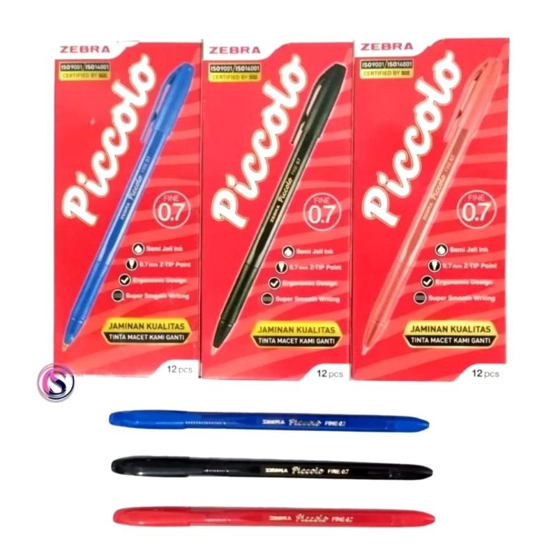 

[ISI 12 PCS] Pulpen picolo zebra / pen / pena / ballpoint / bolpoin 0.7mm per lusin