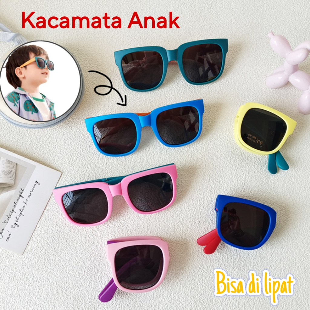 KACAMATA ANAK LIPAT WARNA HITAM ANTI UV/ KACAMATA LIPAT ANAK 2 WARNA PELINDUNG SINAR UV & DEBU
