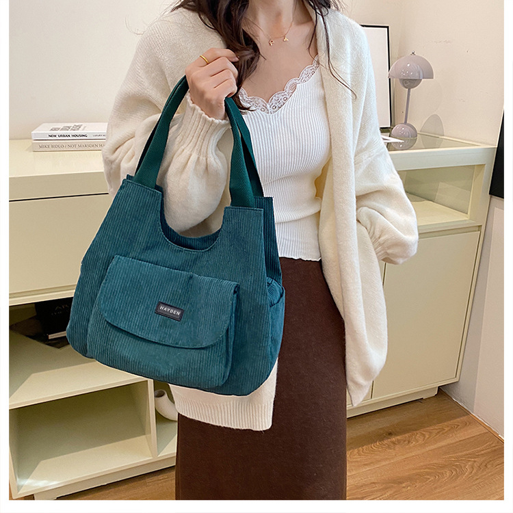 CUCI GUDANG Hayden Rhianon Bag Tote Bag Korduroi Cocok Untuk Kuliah Penutup Resleting Gaya Stylish -