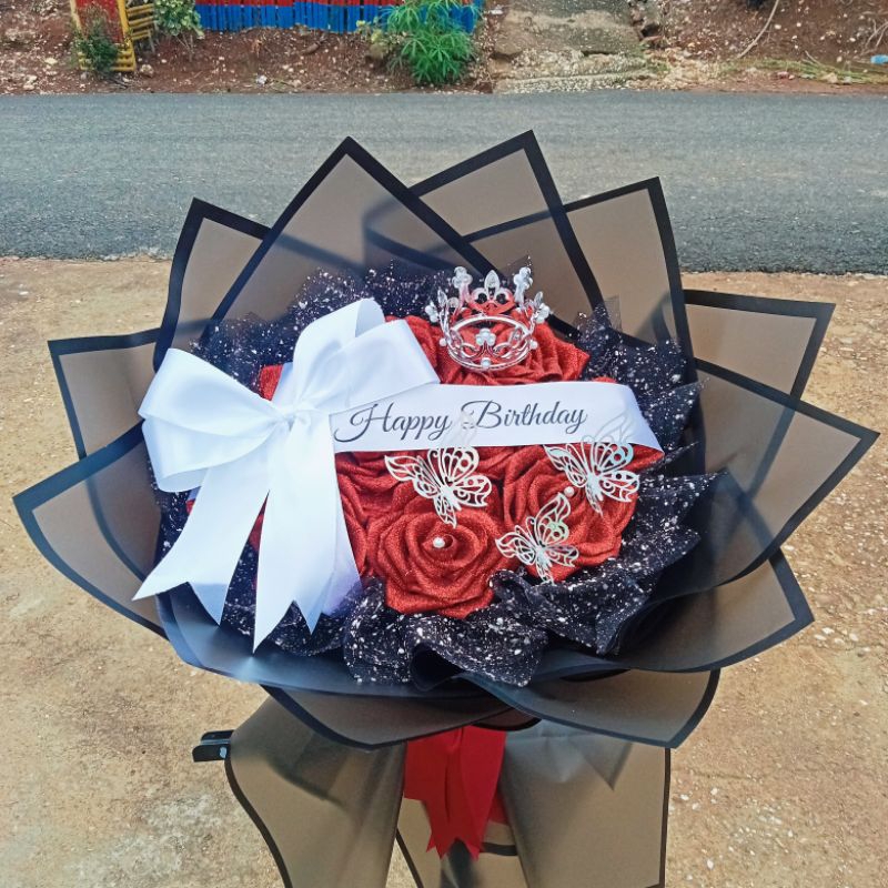 buket pita satin/buket satin/buket bunga/buket/kado ultah/kado anniversary/buekt perpisahan/buket wi