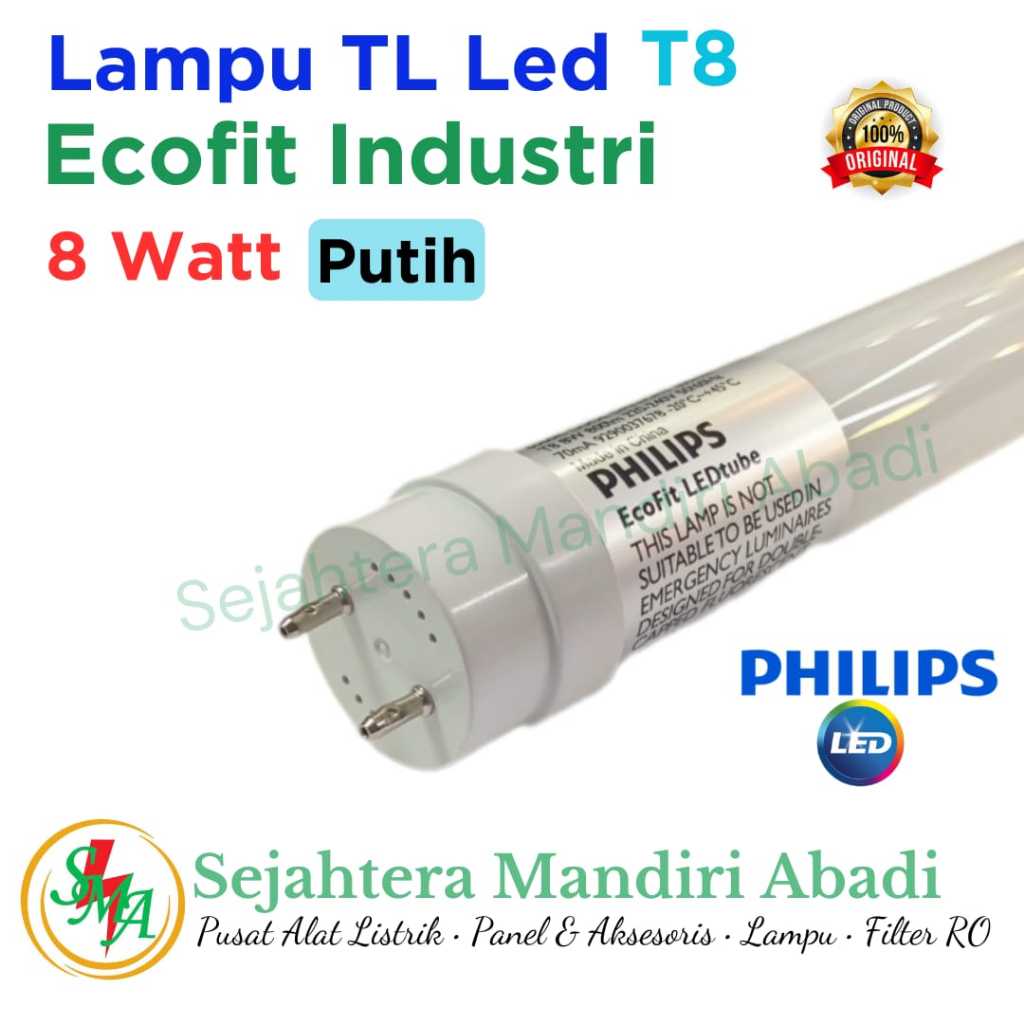 Lampu TL LED 8 watt Philips LED Ecofit 60cm Putih