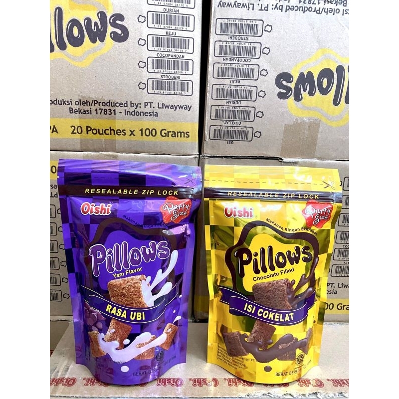 

Oishi Pillows 100 gram Kartonan atau 1 Dus isi 20 pcs