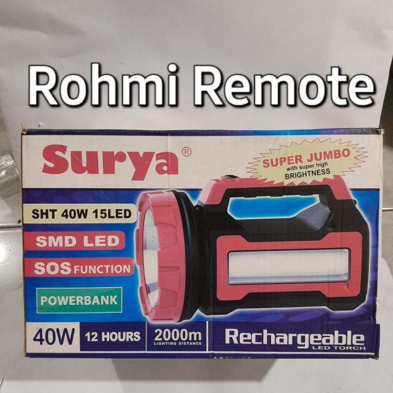 LAMPU SENTER TANGAN LED 40W SURYA SHT 40+15W JUMBO SOS FUNCTION