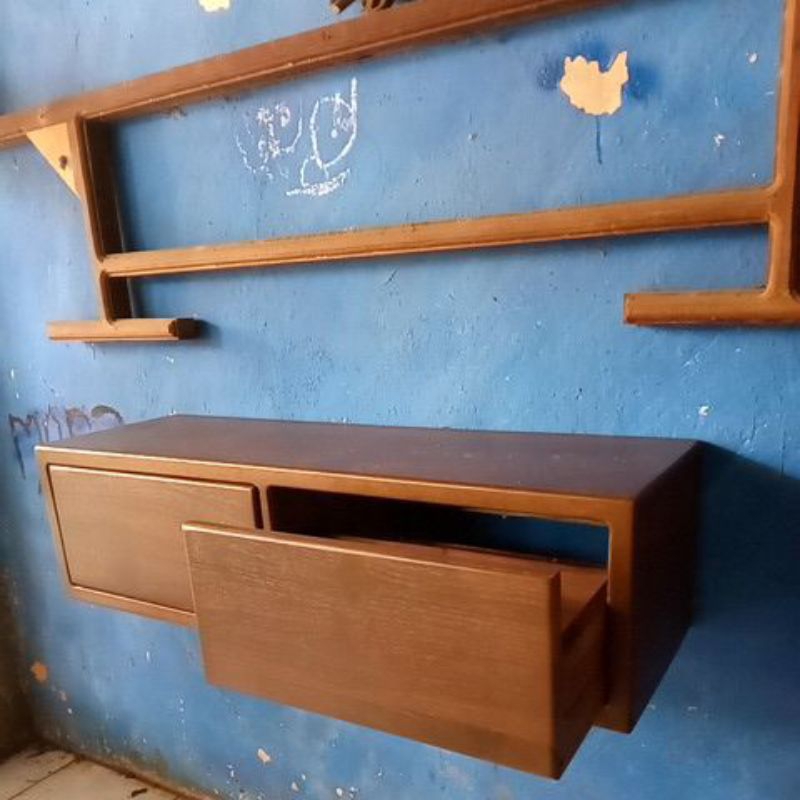 Bufet TV Gantung Kayu Jati 80x24x20 cm