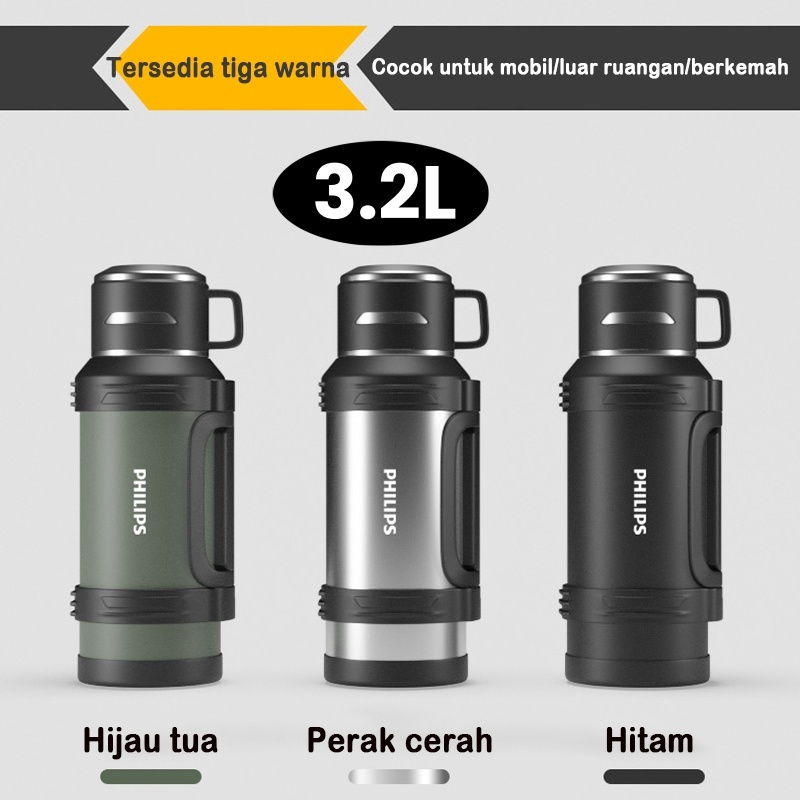 Philips 100%original Vacuum Cup Thermos 316 Stainless Steel  3.2 liter Termos air panas12jam tetap h