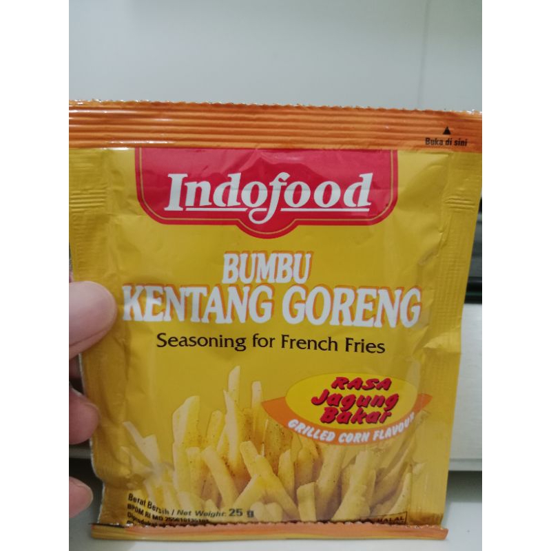 

Indofood Bumbu Kentang Goreng Rasa Jagung Bakar Kemasan 25 Gram