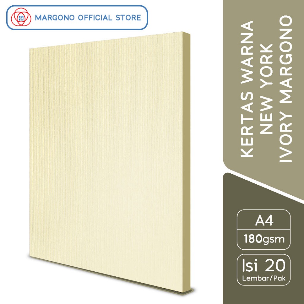 

Margono Kertas Warna A4 New York Ivory 180 gsm - 20 Lembar