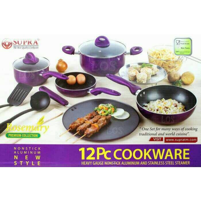 Supra Panci Set Teflon Cookware 12 Pcs Rosemary / Wajan Set Anti Lengket 12 Pcs