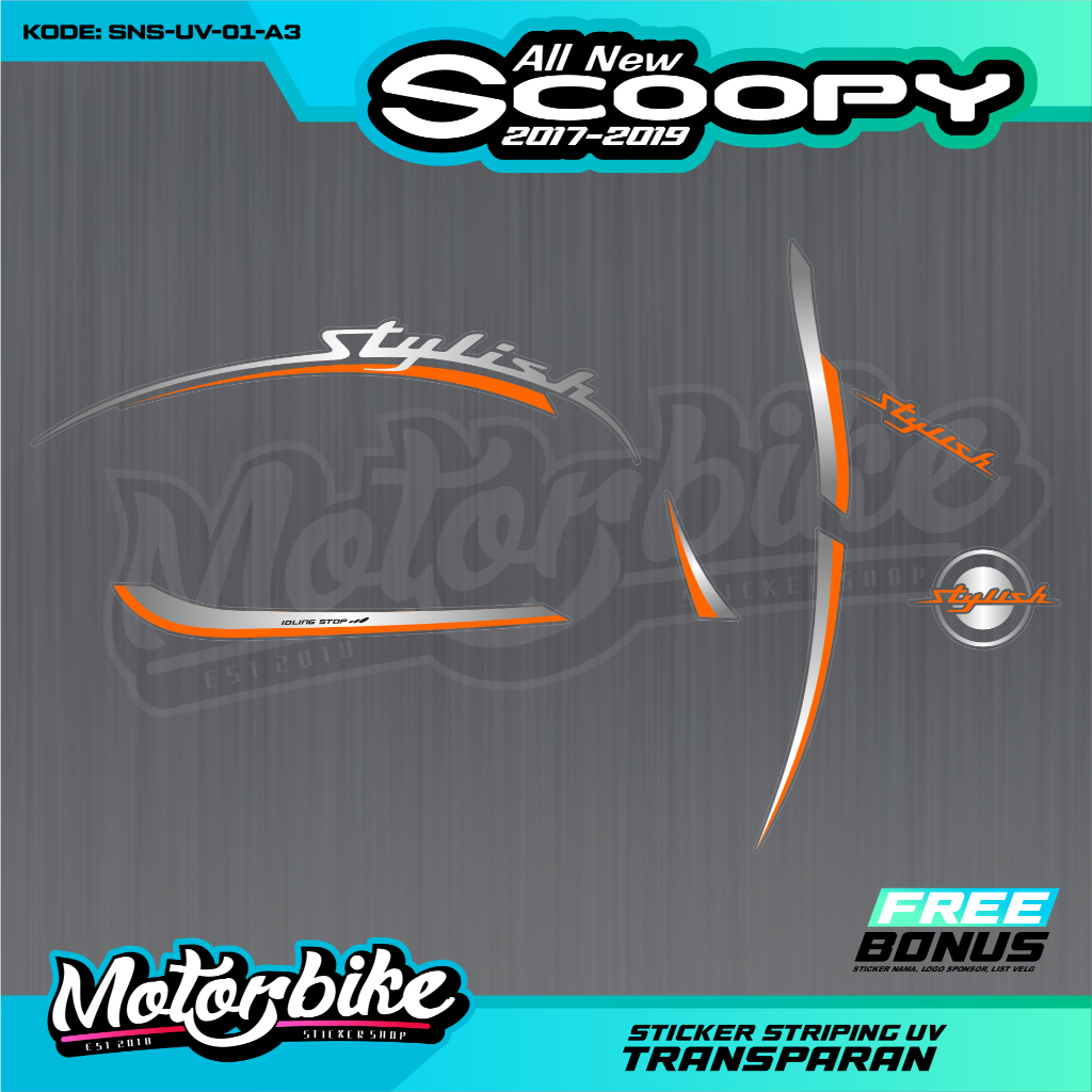 Stiker Striping Transparan UV Scoopy All New 2017-2019 - Striping Scoopy Stylish UV Transparan Maxde