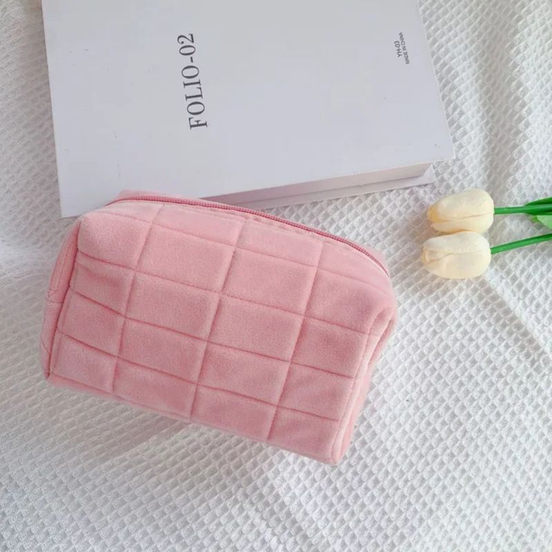 TEPAK MAKEUP PILLOW BULU WARNA PASTEL | POUCH PILLOW MAKE UP PUCH COSMETIC BAG | TEMPAT PENSI MAKEUP